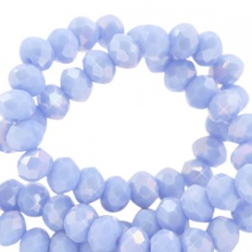 Top facet kralen 4x3 mm disc Lavender blue-pearl shine coating
