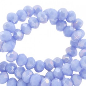 top facet kralen 6x4mm disc Lavender blue-pearl shine coating