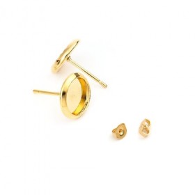RVS oorstekers voor 8mm cabochon stainless steel Gold