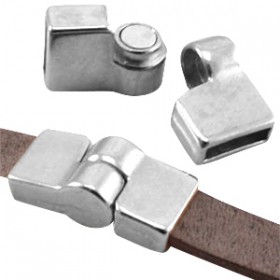 DQ metaal magneetslot scharnier (voor DQ leer plat 10mm) Antiek zilver (nikkelvrij)