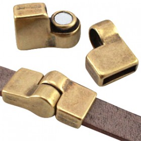 DQ metaal magneetslot scharnier (voor DQ leer plat 10mm) Antiek brons (nikkelvrij)