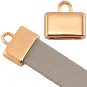 DQ metaal eindkap vierkant met oog (voor DQ leer plat 10mm) Rosé goud (nikkelvrij)