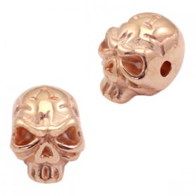 Kralen DQ metaal skull  Rosé goud (nikkelvrij)