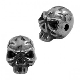 Kralen DQ metaal skull  Zilver antraciet (nikkelvrij)