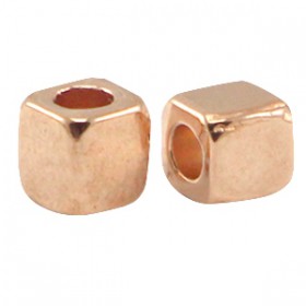 DQ Metalen spacer rose gold Cube 4mm