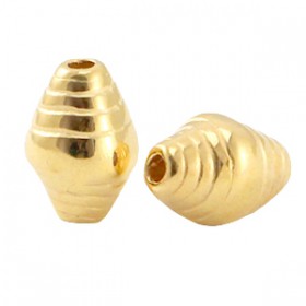 DQ metaal kraal striped cone Gold (nikkelvrij)