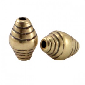 DQ metaal kraal striped cone Antiek brons (nikkelvrij)