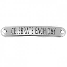 DQ tussenstuk met quote "Celebrate each day" Antiek zilver(nikkelvrij)
