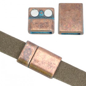 DQ metaal magneetslot (voor DQ leer plat 10mm) Koper patina (nikkelvrij)