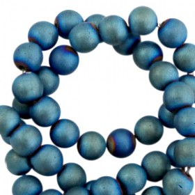 Hematite kralen rond 8mm mat Dynamic blue