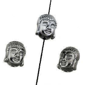 Metaal kraal Buddha hoofd Antraciet