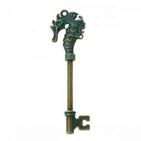 Hanger sleutel met zeepaard Brons Patina