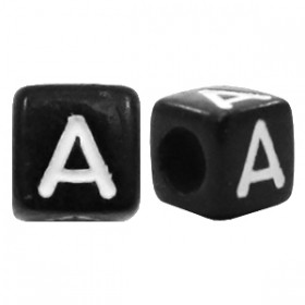 Acryl letterkraal vierkant zwart A