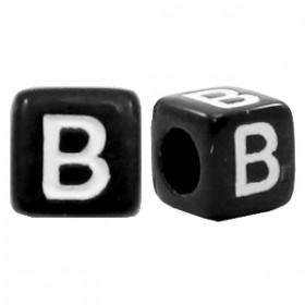 Acryl letterkraal vierkant zwart B