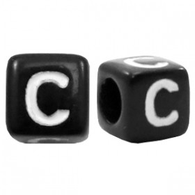Acryl letterkraal vierkant zwart C