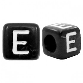 Acryl letterkraal vierkant zwart E