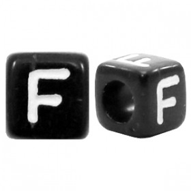 Acryl letterkraal vierkant zwart F