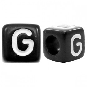 Acryl letterkraal vierkant zwart G