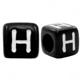Acryl letterkraal vierkant zwart H