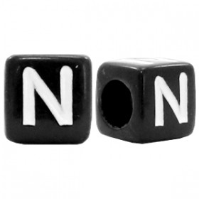 Acryl letterkraal vierkant zwart N