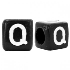 Acryl letterkraal vierkant zwart Q