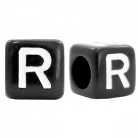 Acryl letterkraal vierkant zwart R