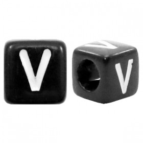 Acryl letterkraal vierkant zwart V