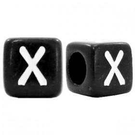 Acryl letterkraal vierkant zwart X