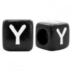 Acryl letterkraal vierkant zwart Y