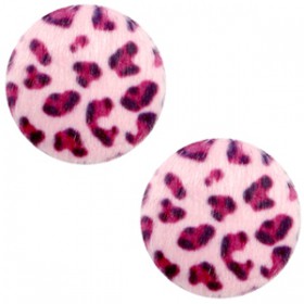 Faux fur cabochon 12mm leopard Neon pink