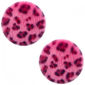 Faux fur cabochon 20mm leopard Neon pink