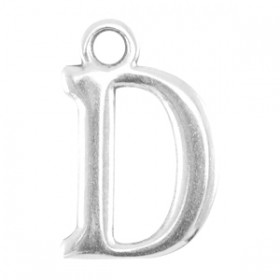 DQ letter bedel D Antiek zilver (nikkelvrij)