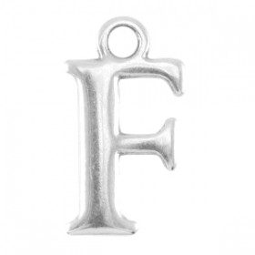 DQ letter bedel F Antiek zilver (nikkelvrij)