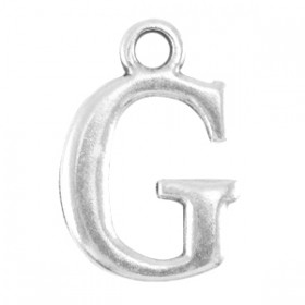 DQ letter bedel G Antiek zilver (nikkelvrij)