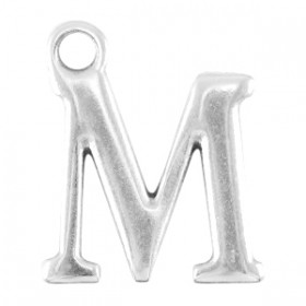 DQ letter bedel M Antiek zilver (nikkelvrij)