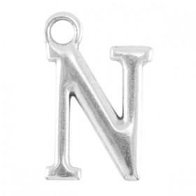 DQ letter bedel N Antiek zilver (nikkelvrij)