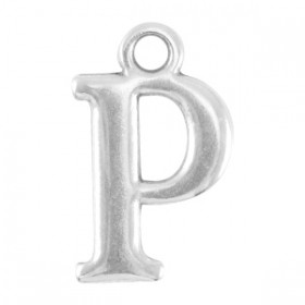 DQ letter bedel P Antiek zilver (nikkelvrij)