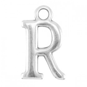 DQ letter bedel R Antiek zilver (nikkelvrij)