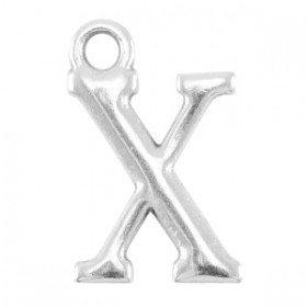 DQ letter bedel X Antiek zilver (nikkelvrij)