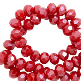 Facet kralen 4x3 mm disc Carmine red-pearl shine coating