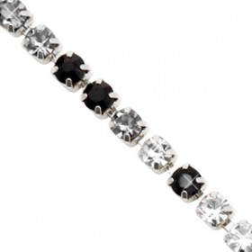 Cup chain 3mm Crystal-black-silver
