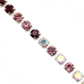 Cup chain 3mm rose-crystal ab-black-silver