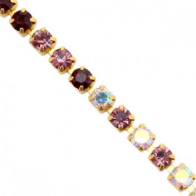 Cup chain 3mm rose-crystal ab-black-gold