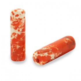 Natuursteen kralen tubes Coral orange
